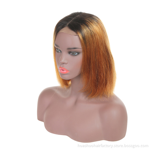 Huashuo Highest Discounts Popular Top Grade Brazilian Ombre 1B/30 Human Hair Short Bob Lace Front Wig For Black Women